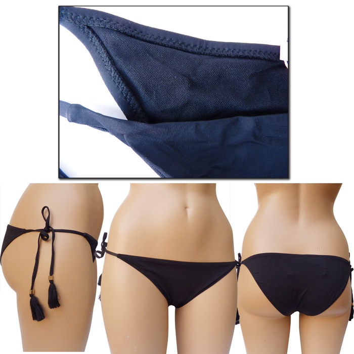 Grossiste Bas de maillot de bain noir doublé, attache sur les côtés