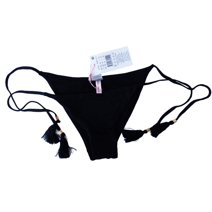 Grossiste Bas de maillot de bain noir doublé, attache sur les côtés