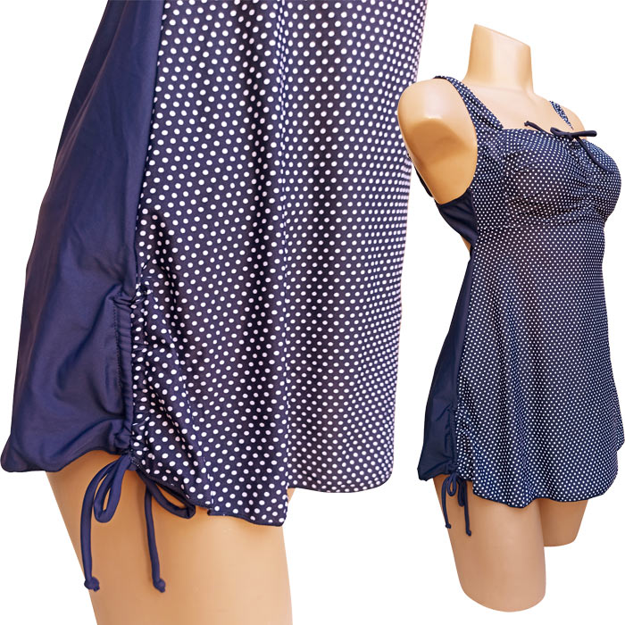 Grossiste Tankini grande taille, imprimé pois blanc