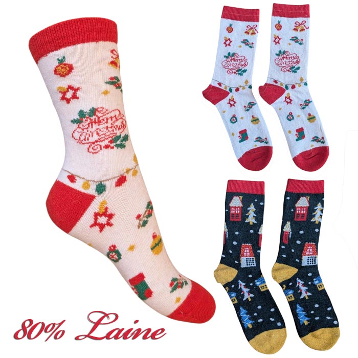 Grossiste Chaussette Laine dans les tons rouge de noël

