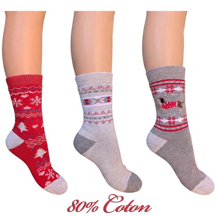 Grossiste Chaussette femme épaisse, 85% coton