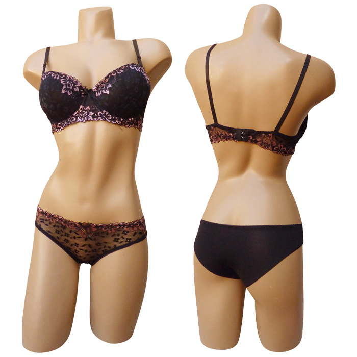 Grossiste <!--Lingerie-->Ensemble soutien gorge coques rembourré avec slip