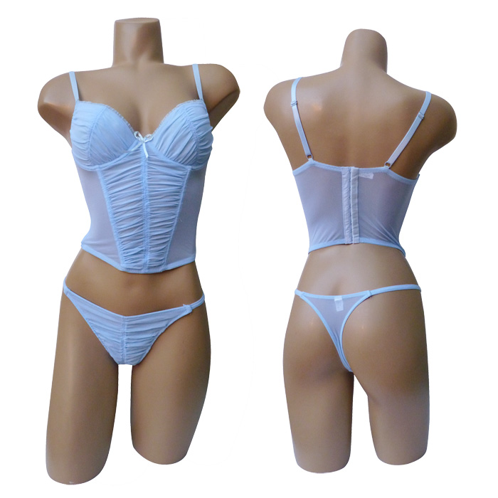 Grossiste <!--Bustier-->Ensemble bustier avec string -Voile Stretch 