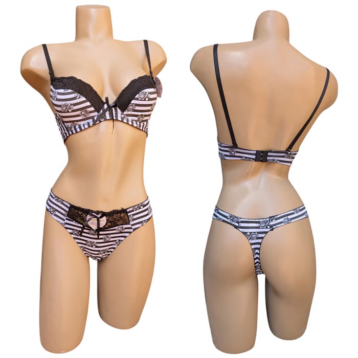 Grossiste Ensemble soutien gorge tanga noir et blanc