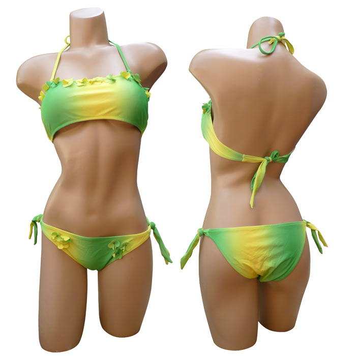 Grossiste Maillot de bain femme 2 pièces vert/jaune