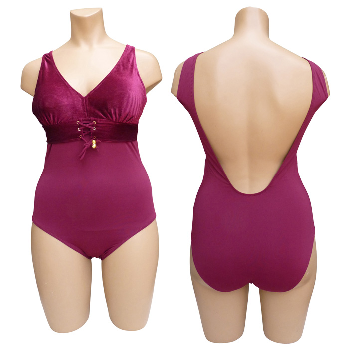 Grossiste Maillot de bain uni 1 pièce entièrement doublé, effet velouré