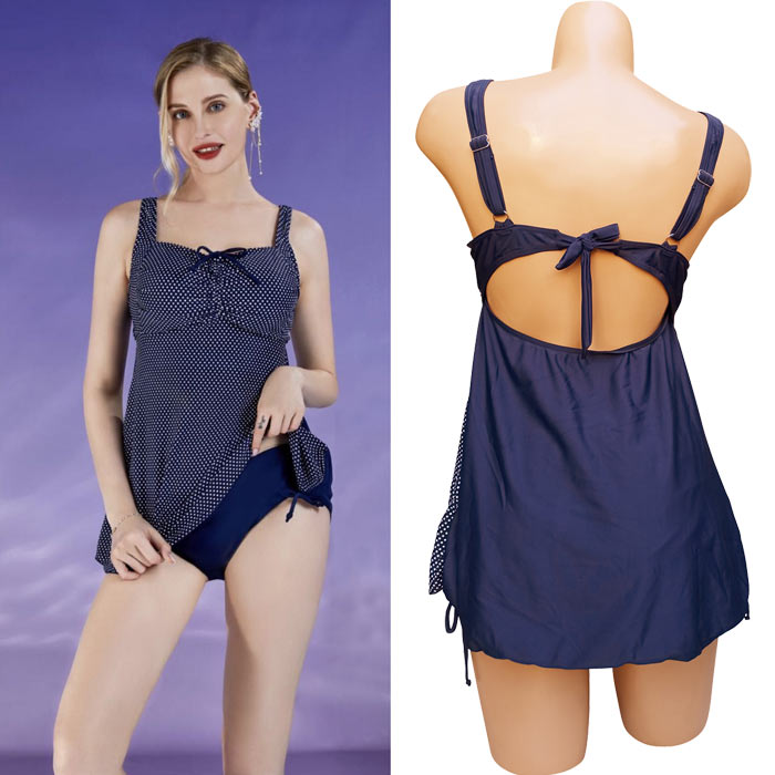 Grossiste Tankini grande taille, imprimé pois blanc